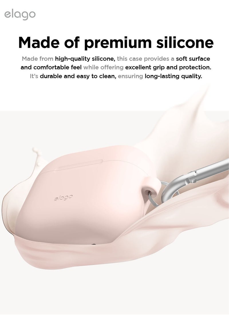 Silicone Hang Compatible with AirPods 4 Case Cover (2024) with Carabiner - Sand Pink