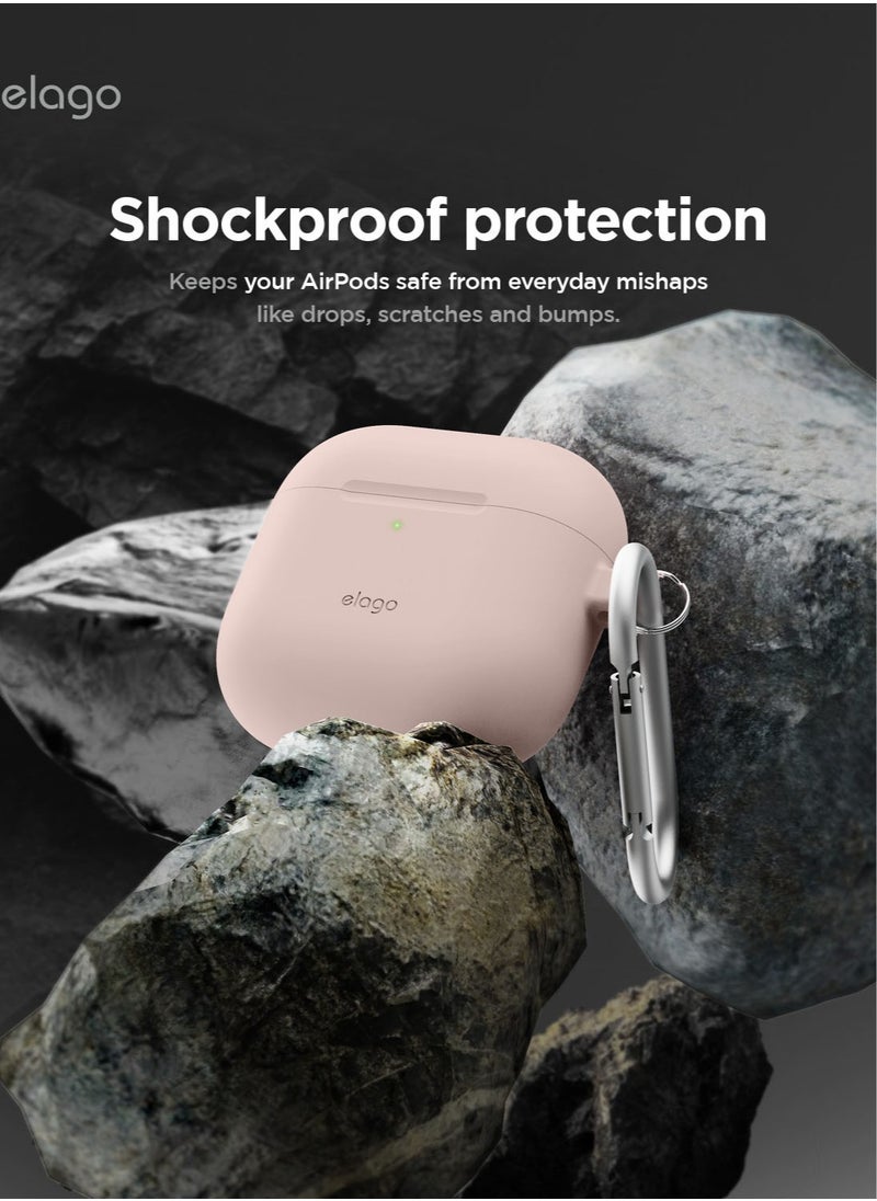 Silicone Hang Compatible with AirPods 4 Case Cover (2024) with Carabiner - Sand Pink