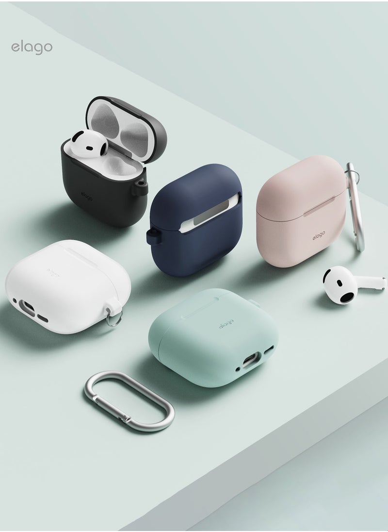 Silicone Hang Compatible with AirPods 4 Case Cover (2024) with Carabiner - Sand Pink