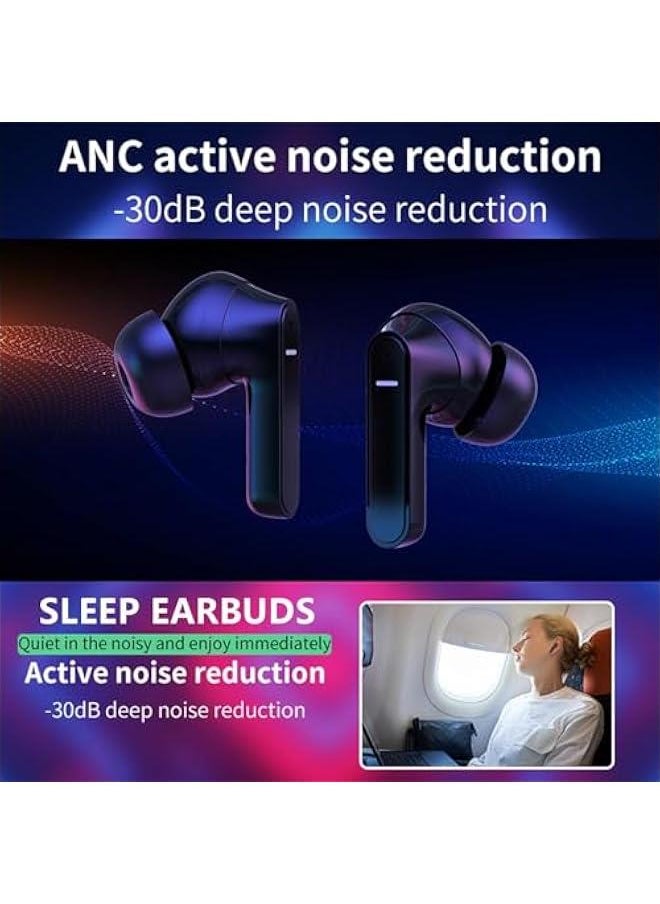 Blue Sleeping Active Noise Canceling Earbuds Earphones Wireless Bluetooth Active Noise Cancelling Earbuds for Sleep Noise Reduction Ear Buds Sleeping Noise Cancellation Bluetooth Headphones