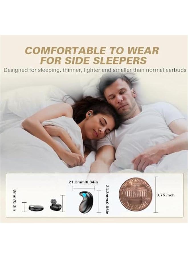 Flat Invisible Sleep Wireless Earphone IPX5 Waterproof Thin Invisible Sleep Earbuds for Side Sleepers Sleep Ear Buds Smallest Tiny Small Mini Discreet Earbud for Sleeping Invisible Headphones