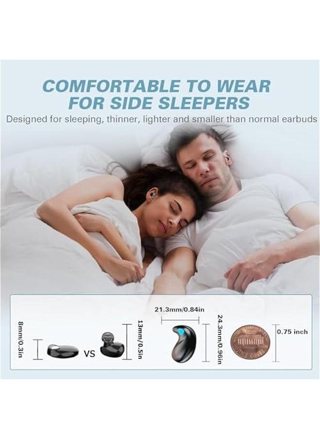 Flat Invisible Sleep Wireless Earphone IPX5 Waterproof Thin Invisible Sleep Earbuds for Side Sleepers Sleep Ear Buds Smallest Tiny Small Mini Discreet Earbud for Sleeping Invisible Headphones