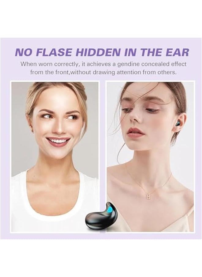 Invisible Sleep Wireless Earphone IPX5 Waterproof Purple Wireless Thin Invisible Sleep Earbuds for Side Sleepers Ear Buds Smallest Tiny Small Mini Discreet Earbud for Sleeping Invisible Headphones