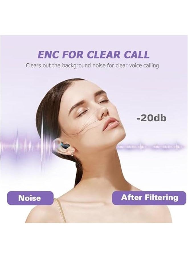 Invisible Sleep Wireless Earphone IPX5 Waterproof Purple Wireless Thin Invisible Sleep Earbuds for Side Sleepers Ear Buds Smallest Tiny Small Mini Discreet Earbud for Sleeping Invisible Headphones