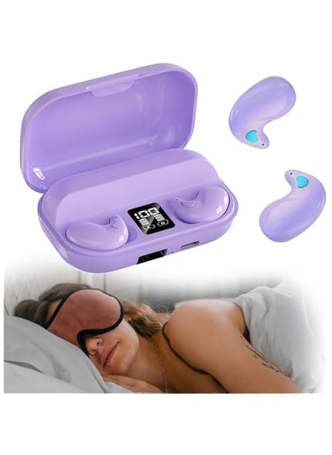 Invisible Sleep Wireless Earphone IPX5 Waterproof Purple Wireless Thin Invisible Sleep Earbuds for Side Sleepers Ear Buds Smallest Tiny Small Mini Discreet Earbud for Sleeping Invisible Headphones