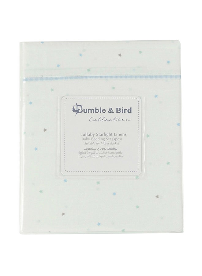 Bumble & Bird - Lullaby Starlight Baby Bedding Set For Moses Basket - 3pcs - Blue