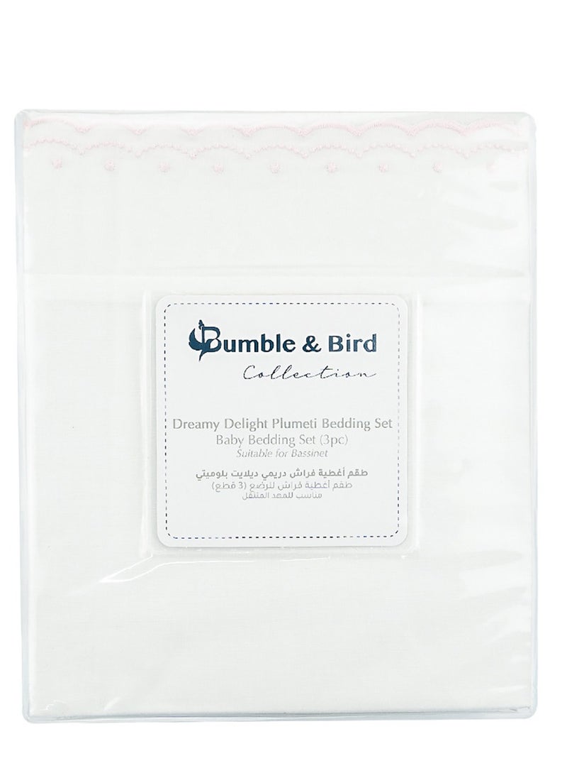 Bumble & Bird - Plumeti Baby Bedding Set For Bassinet - 3pcs - Pink