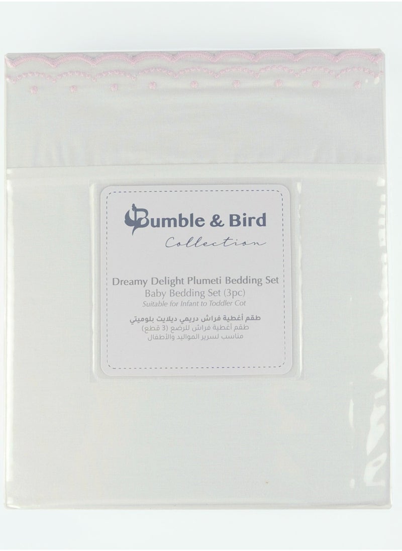 Bumble & Bird - Plumeti Baby Bedding Set For Moses Basket - 3pcs - Pink