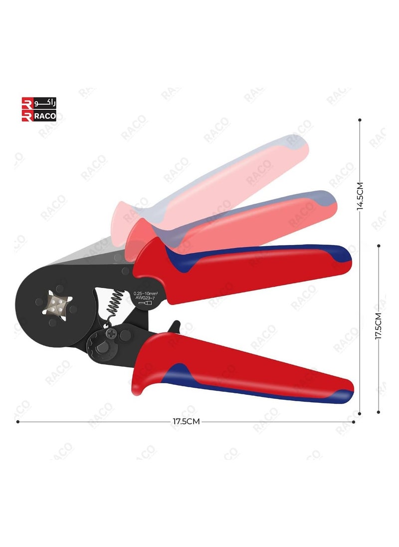 RACO Giffex Crimping Plier Set (0.25-10mm²) with 1200 Ferrule Connectors – Self-Adjusting Ratchet Bootlace Crimping Tool for Electrical Cable Lugs