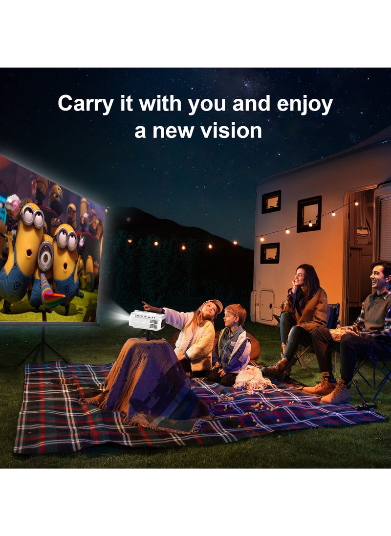 Smart Portable Projector Android11 4K Full HD Resolution 1080P WiFi6 BT5.4 Auto 4-Point Keystone Correction White