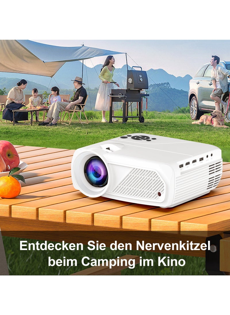 Smart Portable Projector Android11 4K Full HD Resolution 1080P WiFi6 BT5.4 Auto 4-Point Keystone Correction White