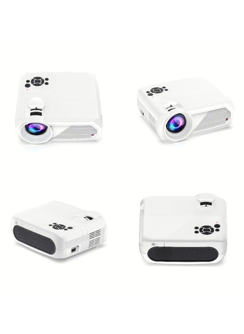 Smart Portable Projector Android11 4K Full HD Resolution 1080P WiFi6 BT5.4 Auto 4-Point Keystone Correction White