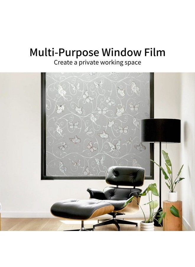 Static Cling Decorative Window Film Vinyl Non Adhesive Privacy Film Window Privacy Film Decorative Butterflies Window Film Frosted Glass (Ctblt159 17.7 X 78.7 Inches)