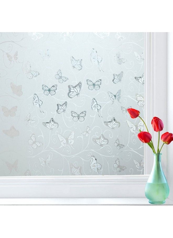 Static Cling Decorative Window Film Vinyl Non Adhesive Privacy Film Window Privacy Film Decorative Butterflies Window Film Frosted Glass (Ctblt159 17.7 X 78.7 Inches)