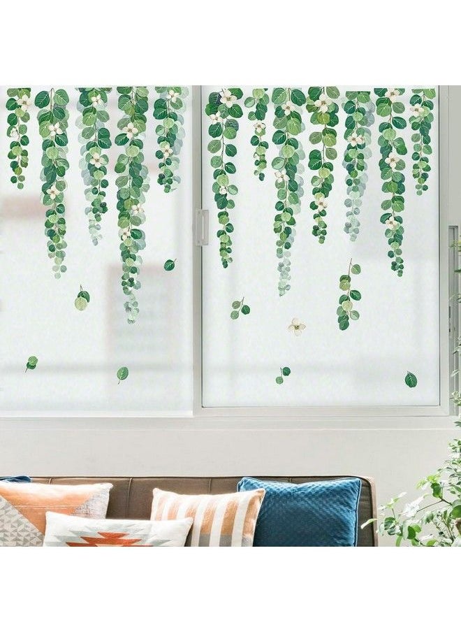 Green Hanging Vine Window Clings Tree Leaves Plants Window Decals Anticollision Glass Window Doors Window Stickers