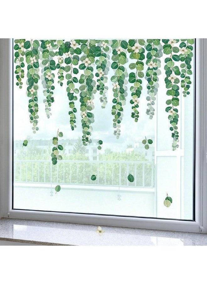 Green Hanging Vine Window Clings Tree Leaves Plants Window Decals Anticollision Glass Window Doors Window Stickers