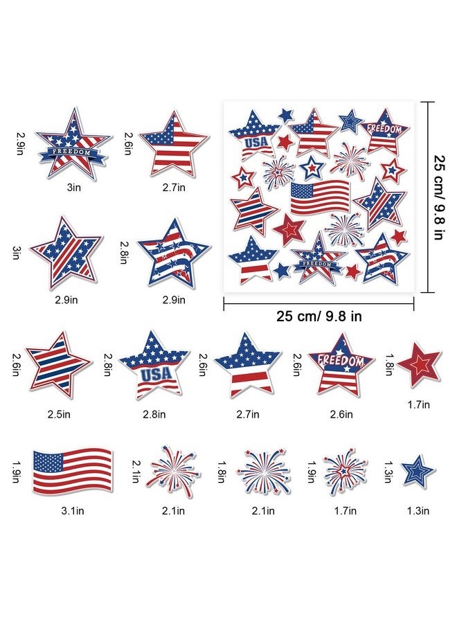 44Pcs 4Th Of July Thick Gel Clings Blue Red White Star American Flag Window Thick Gel Stickers Patriotic Gel Decals For Patriotic Memorial Independence Day Toddlers Home Classroom Decor