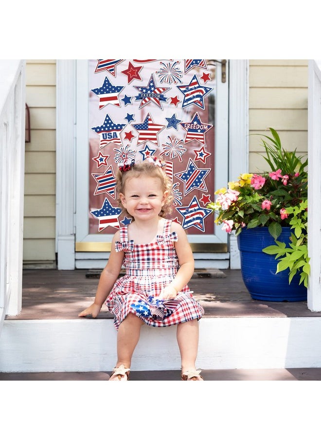 44Pcs 4Th Of July Thick Gel Clings Blue Red White Star American Flag Window Thick Gel Stickers Patriotic Gel Decals For Patriotic Memorial Independence Day Toddlers Home Classroom Decor