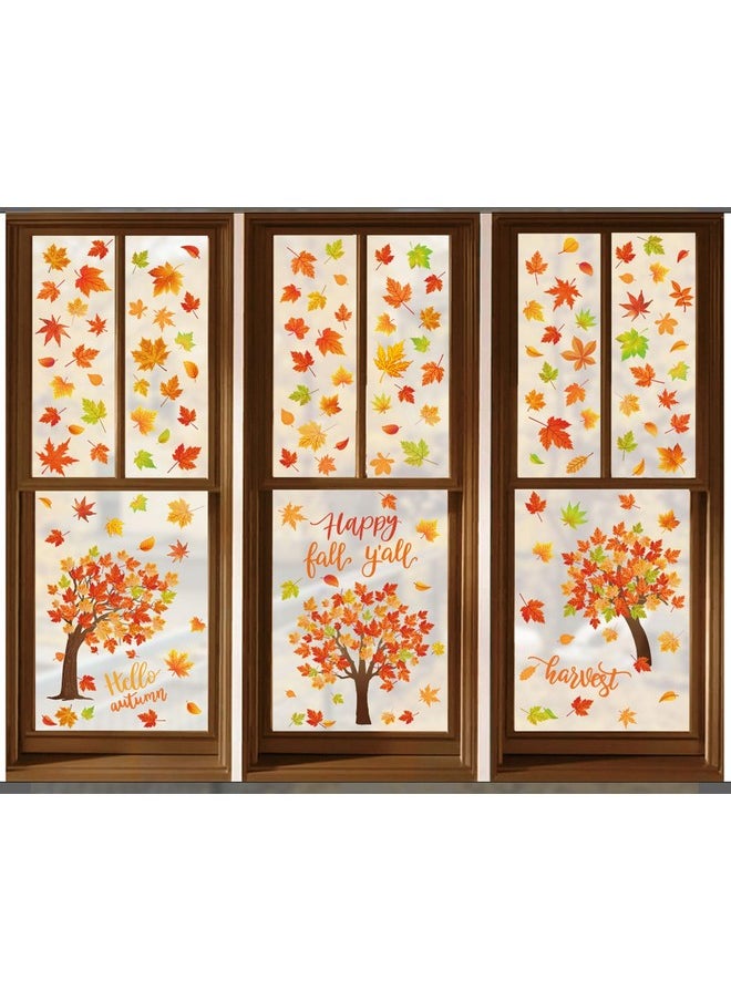 9 Sheet Fall Thanksgiving Window Clings Hello Autumn Maple Leaves Window Decals For Fall Autumn Thanksgiving Harvest Home School Office Accessories Party Supplies Gifts