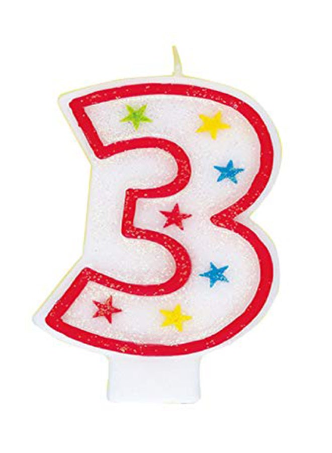 Glitter Number 3 Birthday Candle Multicolour 7.75X0.5X3.63inch