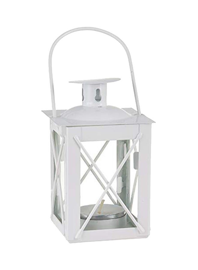 Metal Candle Lantern With Hook White 4.33X2.76X2.76inch