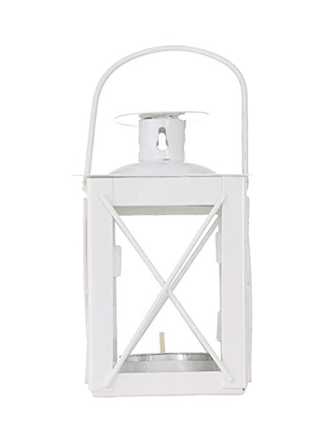 Metal Candle Lantern With Hook White 4.33X2.76X2.76inch