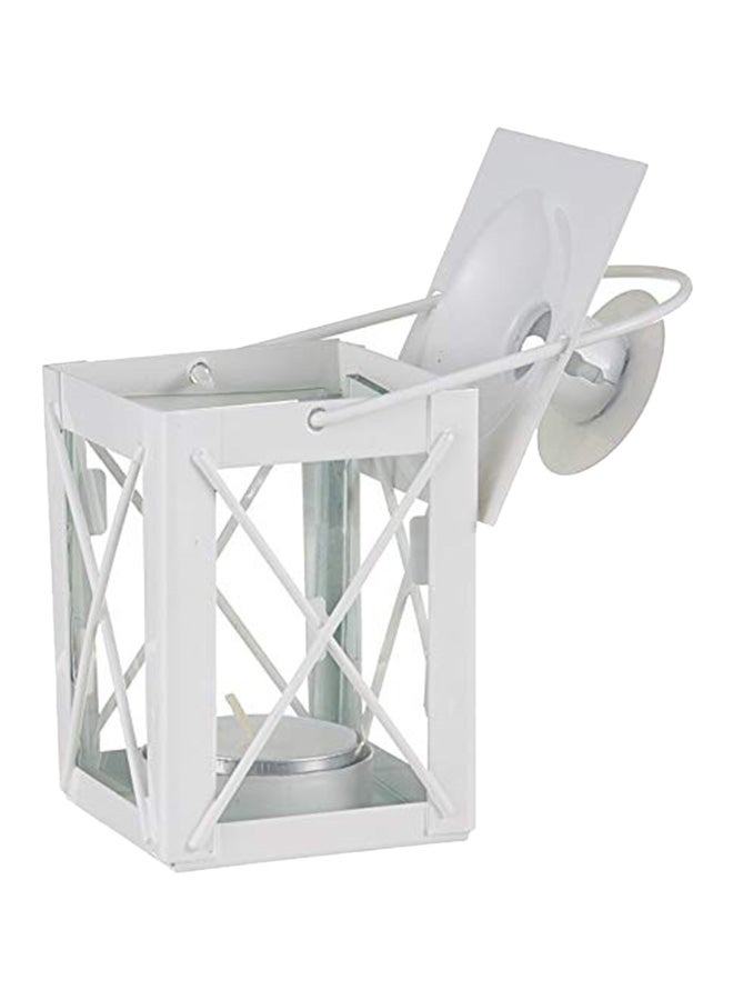 Metal Candle Lantern With Hook White 4.33X2.76X2.76inch