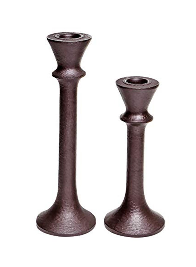 2-Piece Candle Holder Brown 9X3X3inch