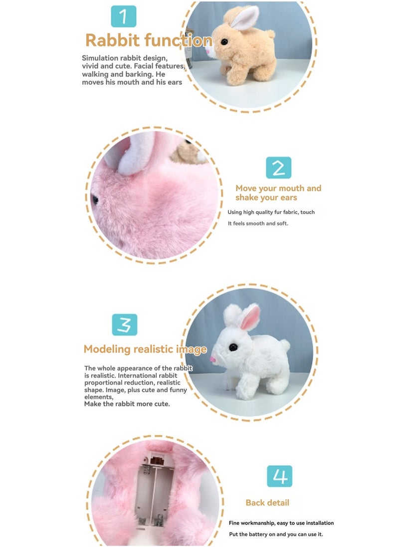 Apricot White Rabbit Robot Electronic Plush Stuffed Interactive Animal Touch Control, Electronic Pet, Robot Toy, Animation Toy, Suitable For Kids Baby