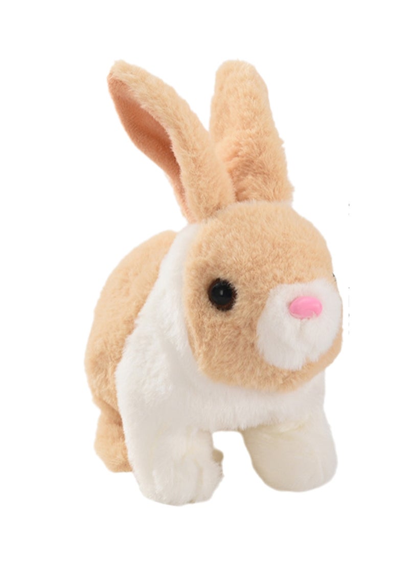 Apricot White Rabbit Robot Electronic Plush Stuffed Interactive Animal Touch Control, Electronic Pet, Robot Toy, Animation Toy, Suitable For Kids Baby