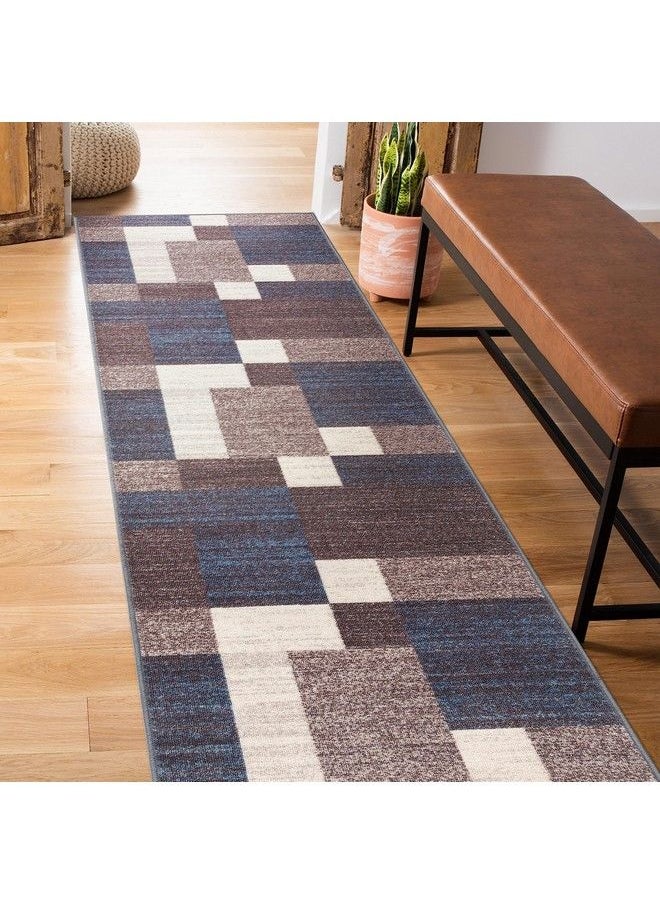 Modern Boxes Design Nonslip (Nonskid) Runner Rug 2' X 7' (22