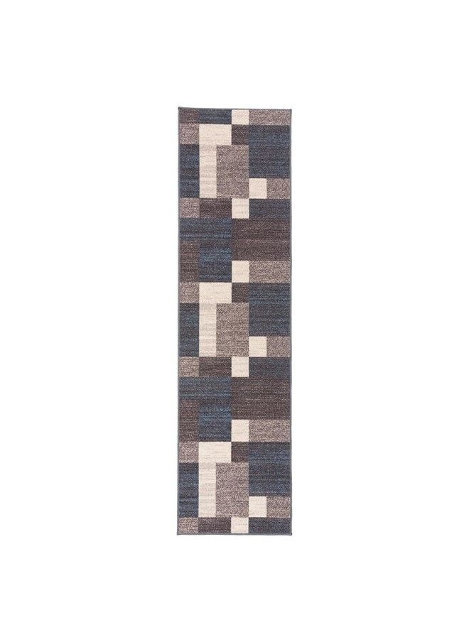 Modern Boxes Design Nonslip (Nonskid) Runner Rug 2' X 7' (22