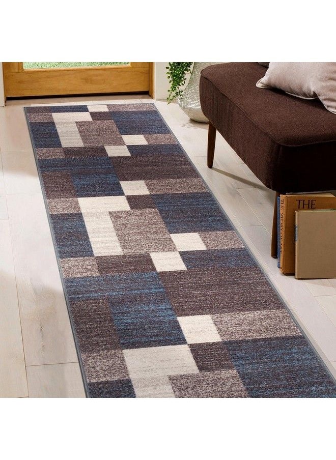 Modern Boxes Design Nonslip (Nonskid) Runner Rug 2' X 7' (22