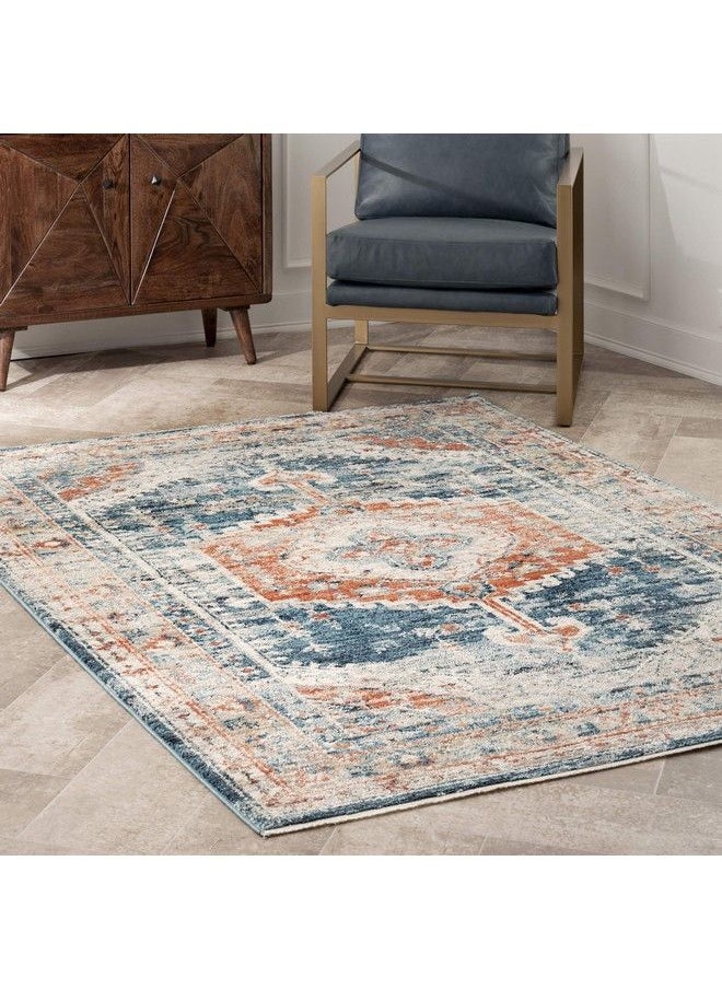 Harley Faded Medallion Area Rug 2' X 3' Blue