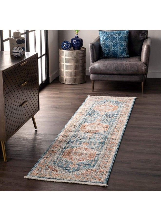 Harley Faded Medallion Area Rug 2' X 3' Blue