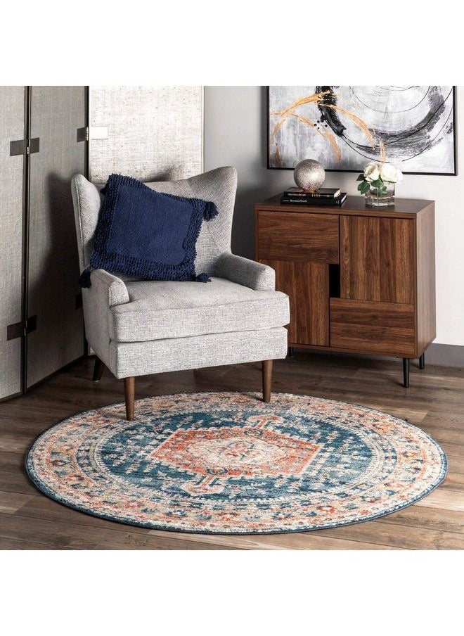 Harley Faded Medallion Area Rug 2' X 3' Blue