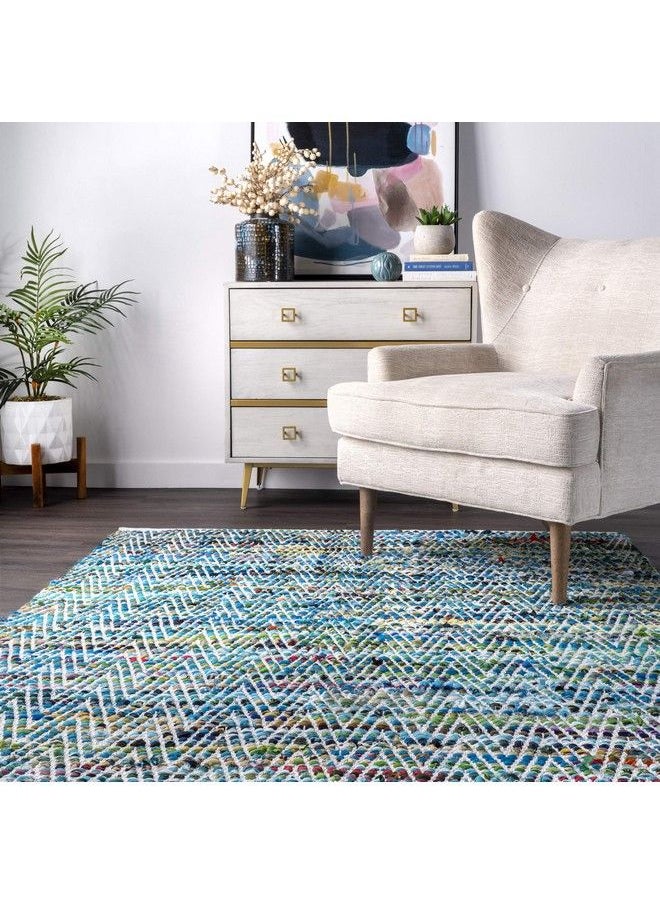 Rochell Hand Woven Chevron Area Rug 2' X 3' Green