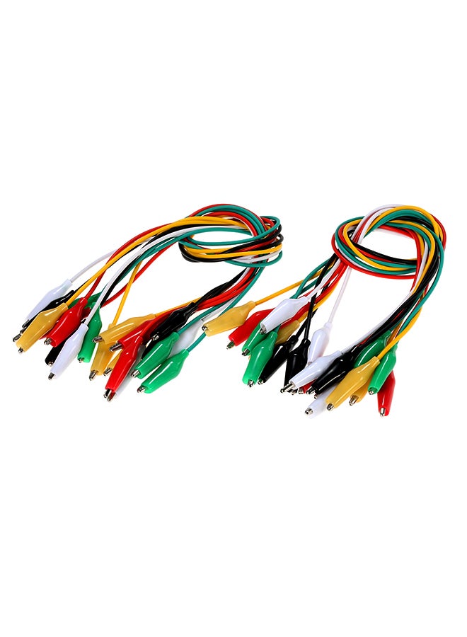 20-Piece Double Ended Alligator Clips Test Insulated Leads Cable Wire Multicolour 0.108kg