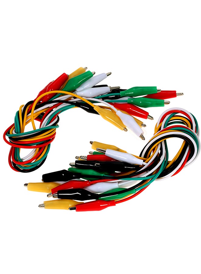 20-Piece Double Ended Alligator Clips Test Insulated Leads Cable Wire Multicolour 0.108kg