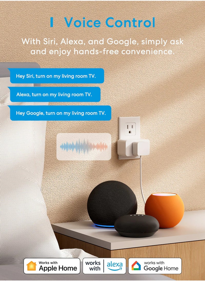 Meross Matter Smart Plug Mini with Energy Monitoring, Works with Apple HomeKit