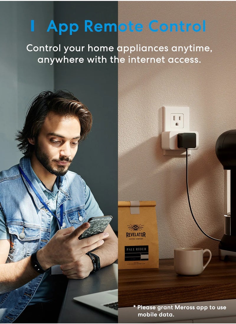 Meross Matter Smart Plug Mini with Energy Monitoring, Works with Apple HomeKit