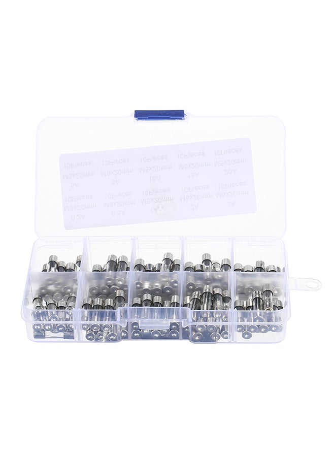 Fanryy Fast-blow Glass Tube Fuses (100 Pieces, 5 x 20mm, Amp 0.2A/ 0.5A/ 1A/ 3A/ 8A/ 10A/ 15A/ 20A) Silver