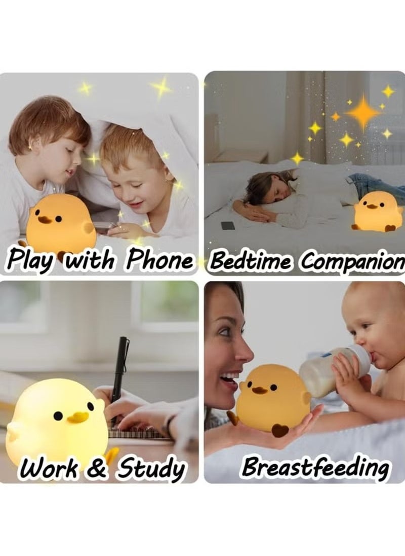 Duck Night Light, Dimmable Silicone LED Bedside Lamp for Kids, Nursery Nightlight with Timer and Touch Control