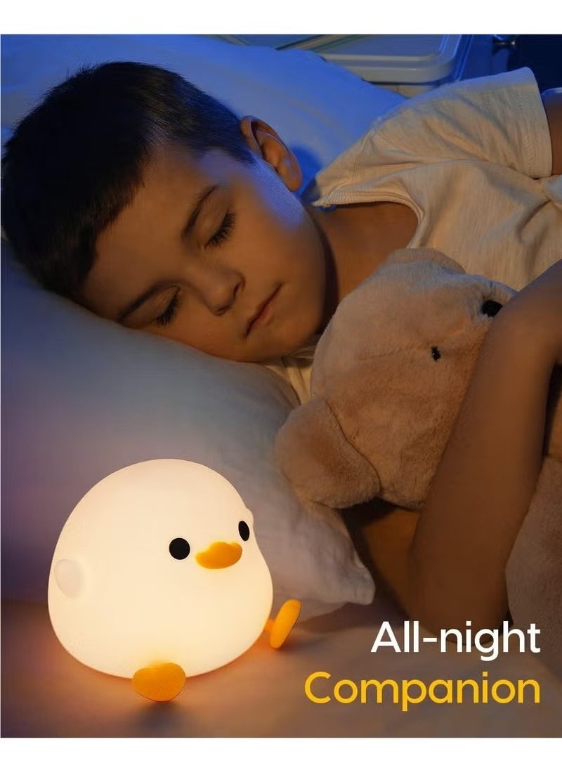 Duck Night Light, Dimmable Silicone LED Bedside Lamp for Kids, Nursery Nightlight with Timer and Touch Control