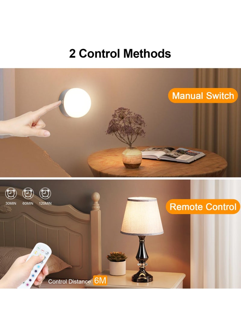 E27 LED Light Bulbs, Rechargeable & Dimmable Light Bulbs with Remote Control, RGB Colorful Changing, Timing Function, Magnetic Detachable Battery Operated Bulb, 2 Pack