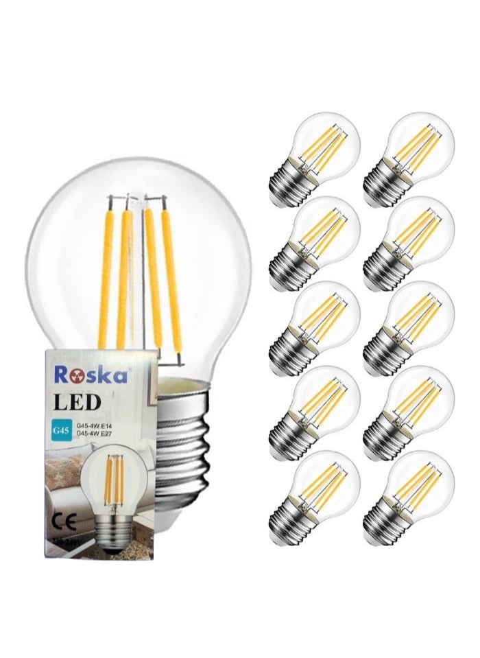 LED Filament Bulbs G45 4W E27 – Pack of 10, Warm White