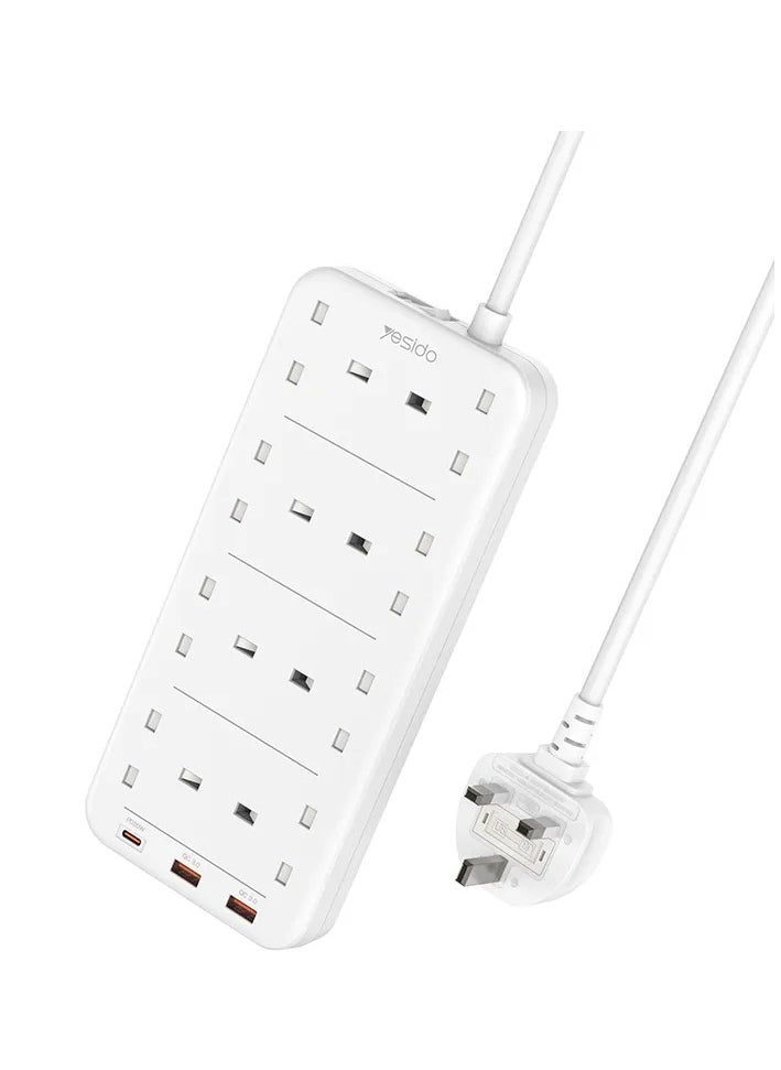 MC16 YESIDO 2Meter MAx 3250W capacity 8 AC ports Power Socket with PD and QC fast charging USB ports