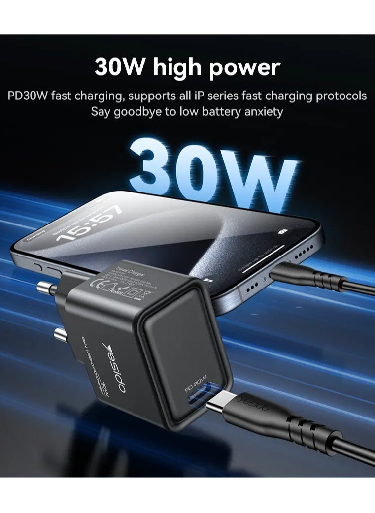 YC63 Yesido 30W GaN Multiple Protection Low Temperature Fast Charging European Standard Fast Charger