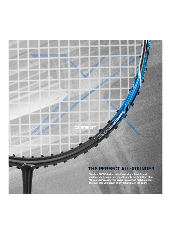 3D Calibar X Combat Carbon Graphite Unstrung Badminton Racquet, 85 Grams, 30 Lbs String Tension And Free Full Cover(Charcoal/Blue)