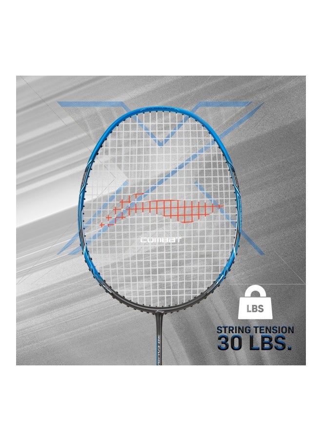 3D Calibar X Combat Carbon Graphite Unstrung Badminton Racquet, 85 Grams, 30 Lbs String Tension And Free Full Cover(Charcoal/Blue)